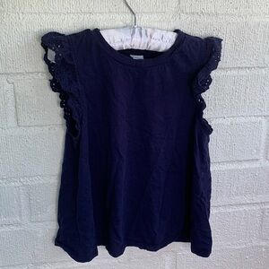 Gymboree Blue Navy Crochet Eyelet Ruffle Top sz M / 7 /8